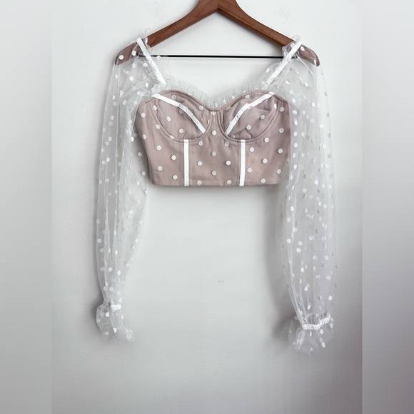 Runaway the label RNWY Hello Molly Polka Dot bustier Corset Crop Top Sheer XS 2 - Picture 3 of 8